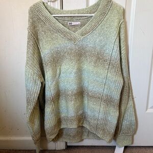 SO Women's V-Neck Sweater in Light Green Tones